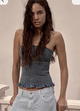Джинсовий котоновий топ zara🌿