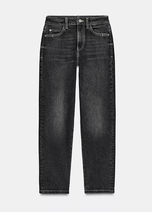 Джинси мом жіноча zara 36 розмір (s), сірі джинси zara