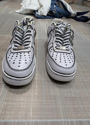 Кроссовки nike air force 1, белые с черным принтом, размер 38