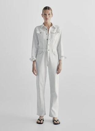 Джинсовий комбінезон жіночий massimo dutti білий 2