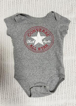 Оригінальний сірий боді converse 0-6 місяців бодік конверс бавовна