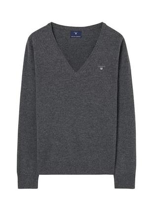 Сірий светр gant super fine lambswool 100% вовна
