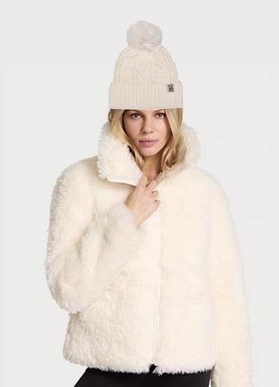 Комплект куртка, шуба та шапка victoria's secret, білий, s