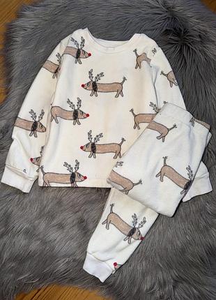 Гарна якісна флісова піжама з принтом унісекс на 3/4р m&s collection