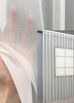 Тюль из бамбука для гостиной, спальни, без узора. цвет молочный