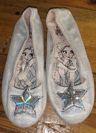 Сріблясті блискучі балетки. disney frozen (ельза), розм. 31