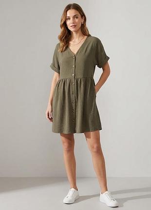 Нова сукня-туніка new look кольору хакі (розмір uk 12 / eu 40 / m-l) з ґудзиками та відрізною талією