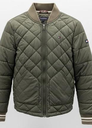 Куртка-бомбер дитяча tommy hilfiger стьобана хакі на зріст 152 см