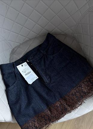 Міні-спідниця жіноча zara синя, розмір s