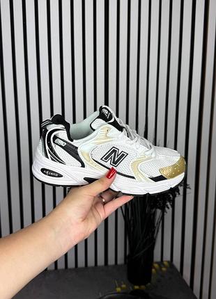 New balance 530 white gold black/нью беленс 530 білі з золотим та чорним 36 37 38 39 40 41