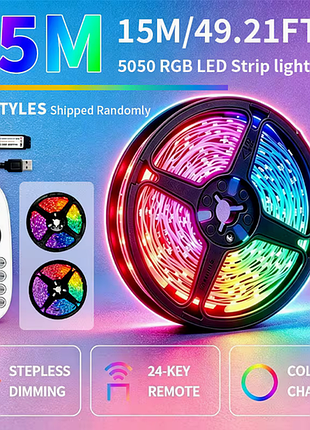 Светодиодная rgb led лента 15 м litshow 5050 с usb и пультом гибкая многоцветная подсветка
