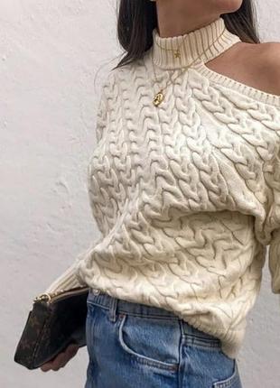 Джемпер zara светр з відкритим плечем