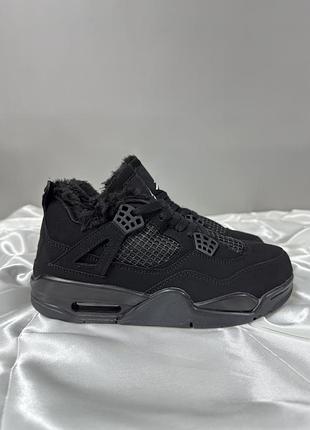 Зимові кросівки на хутрі nike air jordan 4 retro black cat winter fur ❄️