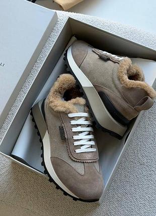 Кросівки зимові brunello cucinelli 36-41 замша хутро та тканина , зручна підошва