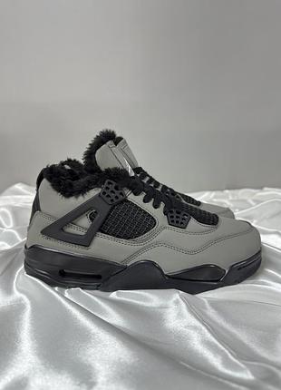 Зимові кросівки на хутрі nike air jordan 4 retro grey black winter fur ❄️