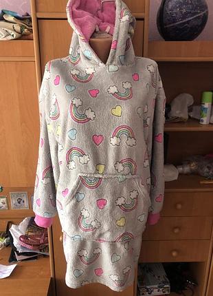 Меховушка, плюшева туника, кофта, худи, довга, l-xl. 152-170, primark