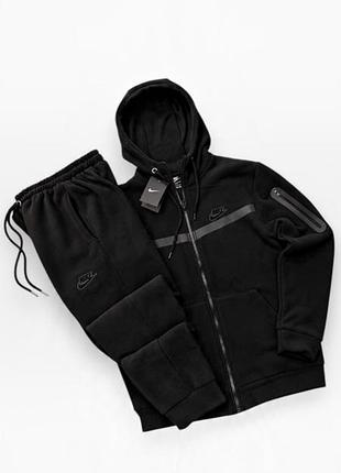 Спортивный костюм мужской nike polar tech fleece осень зима флисовый черный | худи на молнии и штаны наймар тёч флис зимний осенний s - xxl