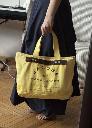 Сумка-шопер marc jacobs the tote bag жовта текстильна