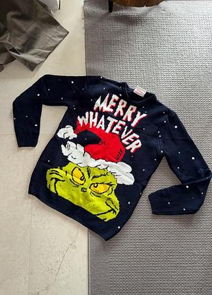 Grinch грінч гринч чоловічий мужской трикотажний вʼязаний новорічний різдвяний светр кофта новогодний рождественский свитер трикотажный вязаный