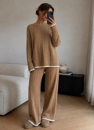 Брючний костюм жіночий теплий l-xl бежевий
