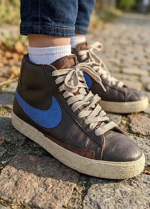 ​шкіряні високі кеди nike blazer mid (розмір 42,5)
