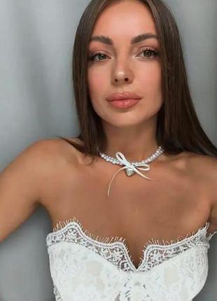 Намисто буси кольє біле штучні перла нове