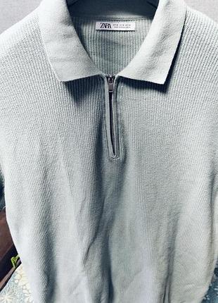 Чоловіче поло zara трикотажне м'ятного кольору