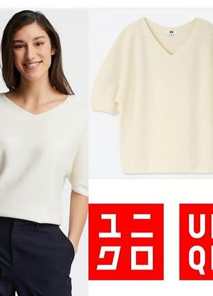 Бесшовный хлопковый джемпер топ uniqlo 3d knit (размер s/m)