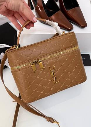 Сумка ysl saint laurent 22 cm saint laurent коричнева золота фурнітура