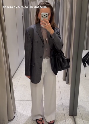 Прямий блейзер zw collection вовна/льон zara