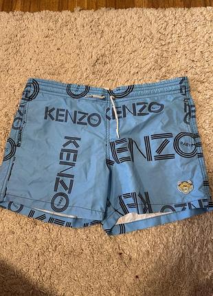 Шорти чоловічі kenzo блакитні з принтом