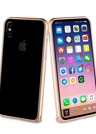 Muvit bumper case для apple iphone xs/x алюминий + нанопленка заднее розовое золото.