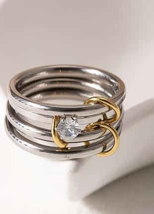 Кольцо из 4 частей с фианитом нержавеющая сталь stainless steel