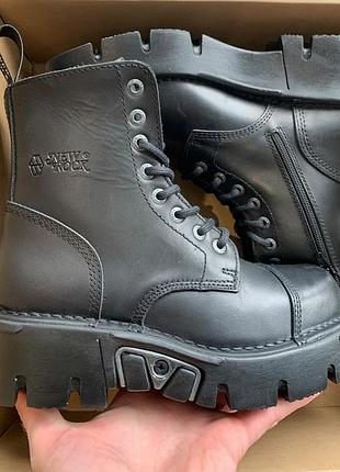 New rock m-newmili083-s19 black leather boots (matte finish, platform) 45
