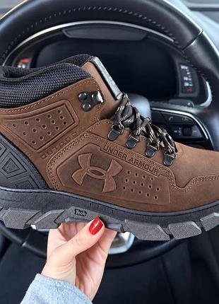 Чоловічі зимові шкіряні черевики кросівки trekking step chocolate