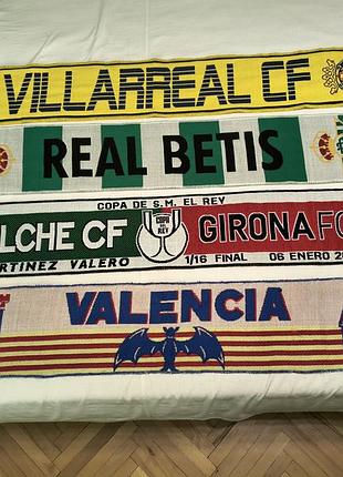 Vintage la liga espana - fc valencia, elche-girona, betis, villareal - фанатские клубные шарфы ла лига испания