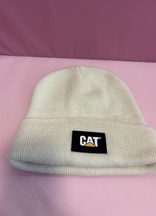 Оригінальна шапка-біні cat caterpillar (нова) / стильна кремова шапка кет