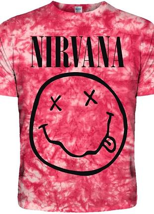 Футболка nirvana - tie dye - smile (magenta)(rw)