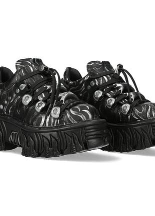 New rock boots m-120nxlpmuelle-c1 (black & white flame platform sneakers) 39