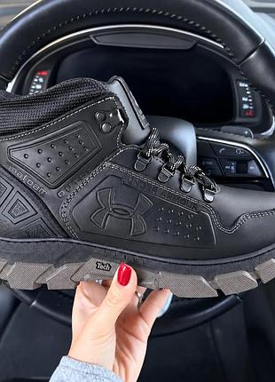 Чоловічі зимові шкіряні черевики  under armour trekking step black