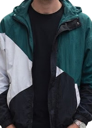 Винтажная спортивная ветровка олимпийка topman в стиле color-block (жатка)