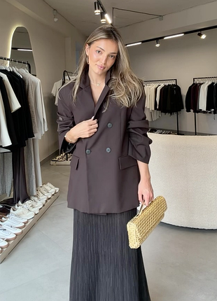 Коричневый жакет оверсайз zara