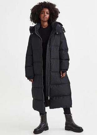 Пуховик h&m premium, натуральний пух, довгий
