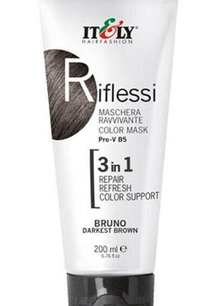 Тонирующая маска riflessi 3 в 1 темно-коричневый bruno darkest brown 200 мл