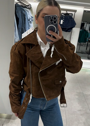 Куртка косуха натуральний замш zara