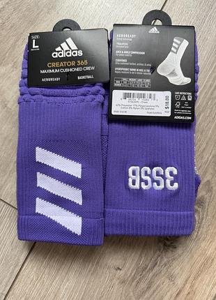 Шкарпетки для баскетболу adidas creator 365 maximum cushioned crew фіолетові l (42-44)