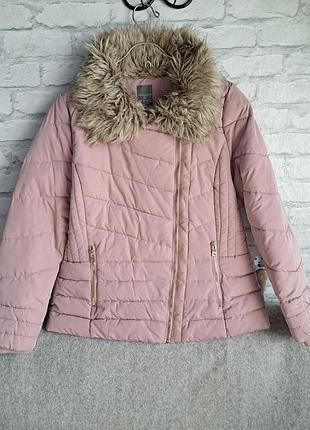 Стильная демисезонная куртка-косуха primark с меховым воротником - размер m (40/42)