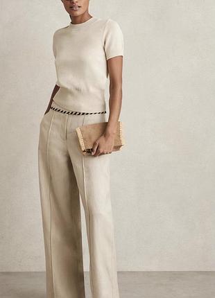 Новый.джемпер брендовый reiss premium cotton and wool crew-neck top in cream ivory оригинал. текущая коллекция новый.джемпер брендовый premium cotton