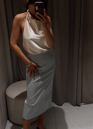 Серо голубая юбка карандаш zara