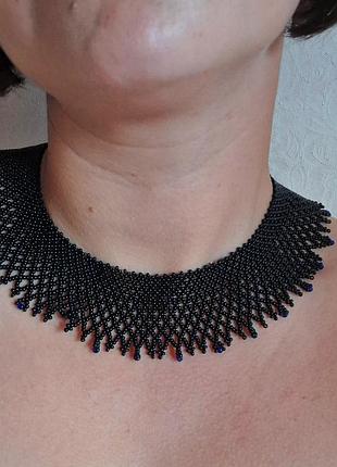 Черная ажурная силика из бисера